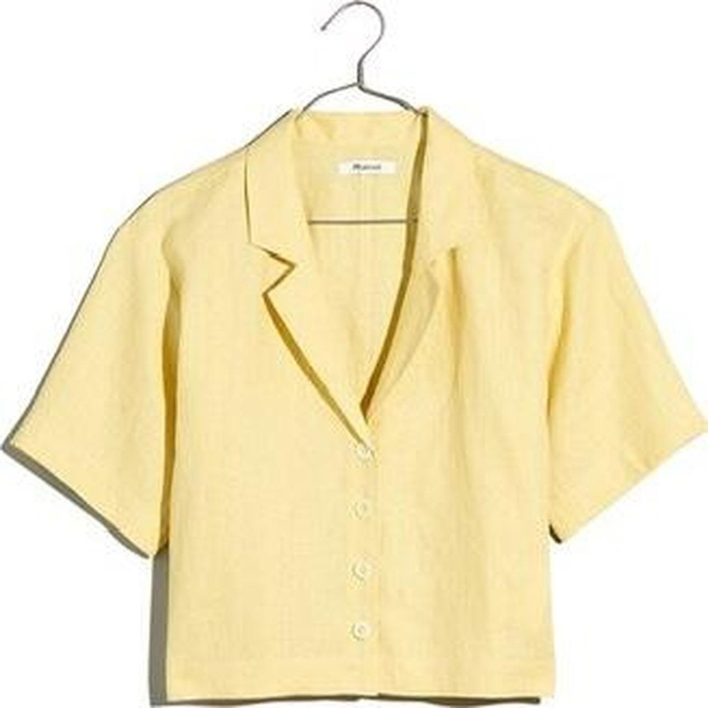 Madewell Linen Resort Shirt in Butter Yellow